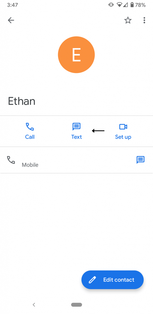 How to text a contact on Android.