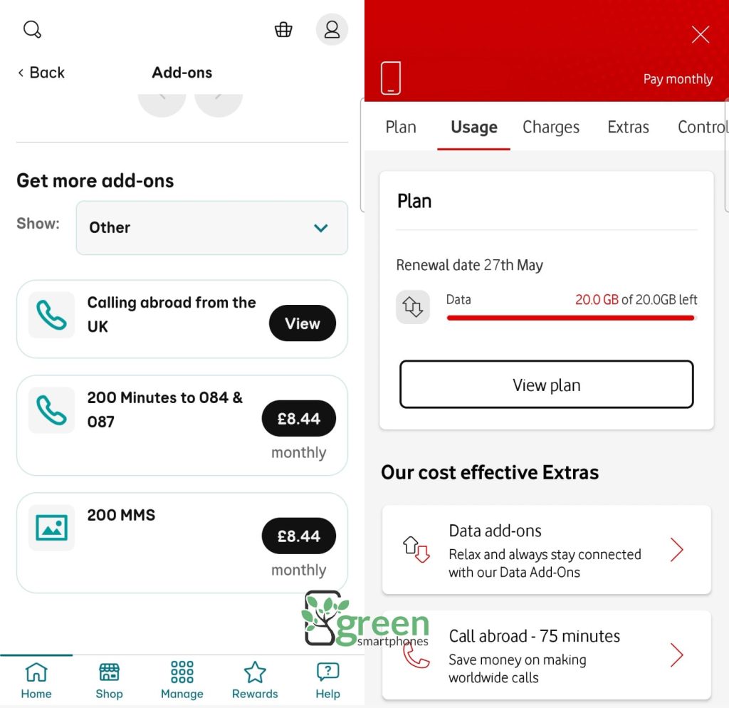 EE and Vodafone mobile apps.
