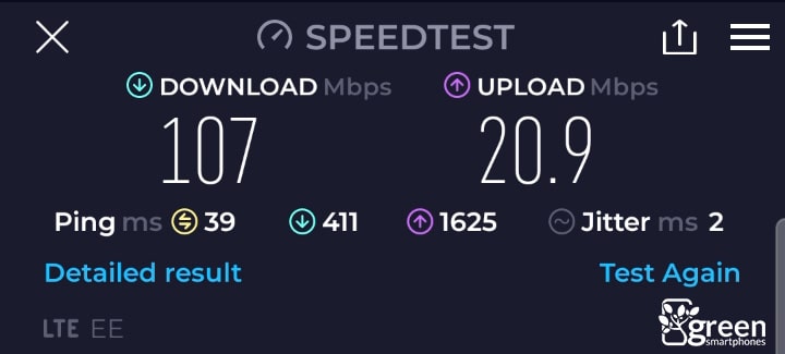 EE 4G speed test.