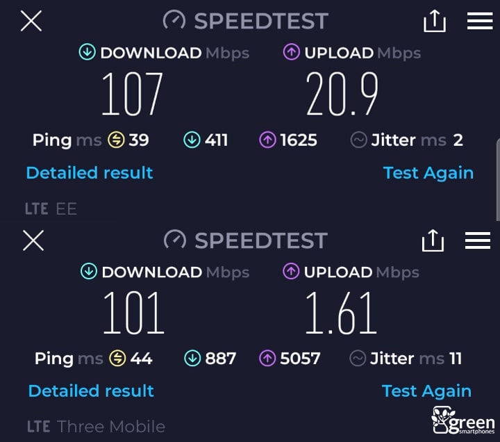 EE vs Three speed test.