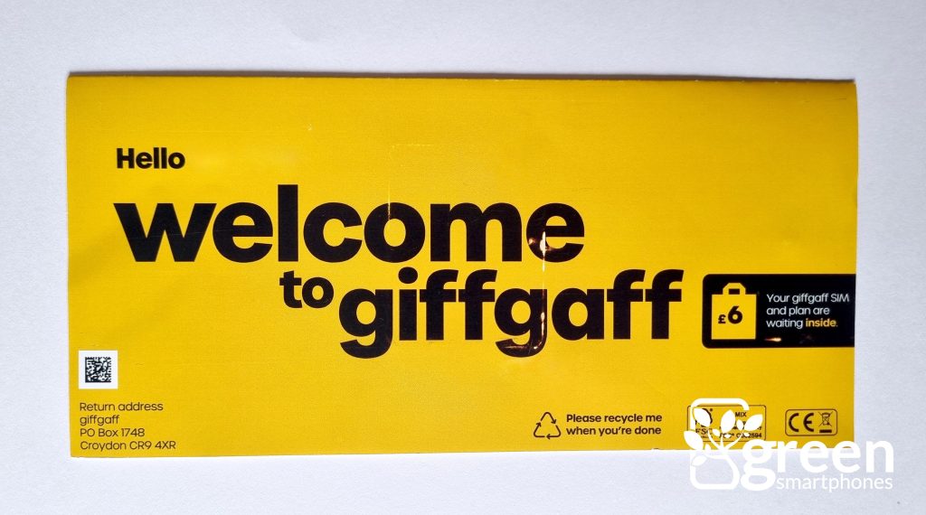 giffgaff SIM packaging.