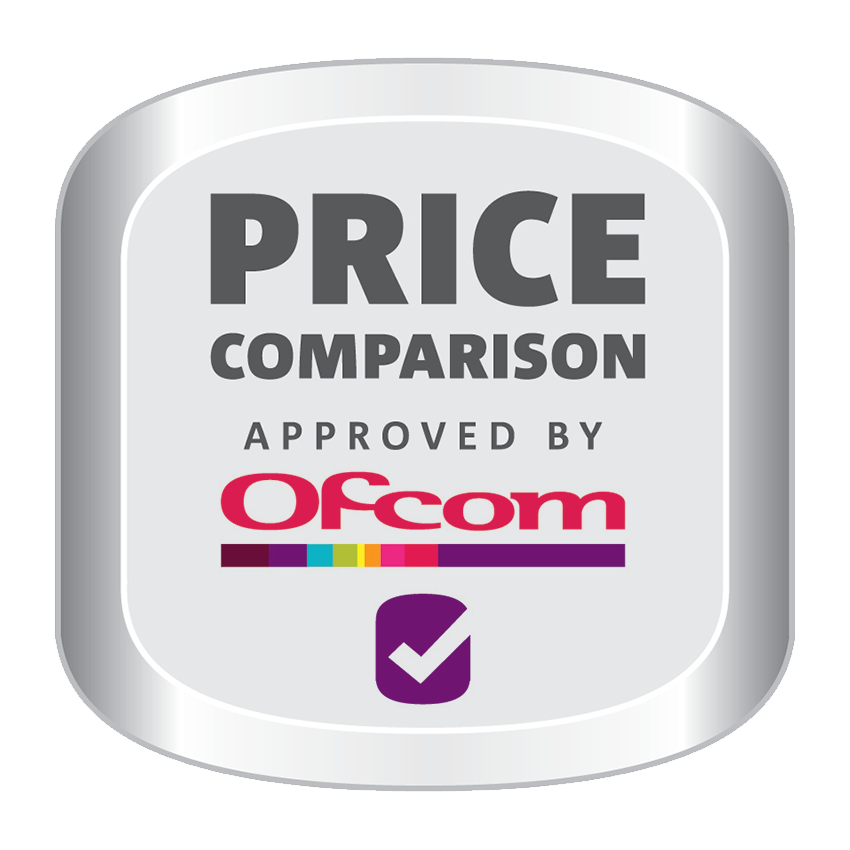 Ofcom price comparison accreditation badge.