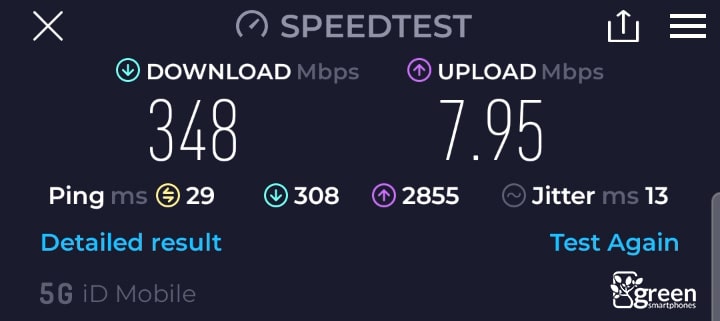 iD Mobile speed test.