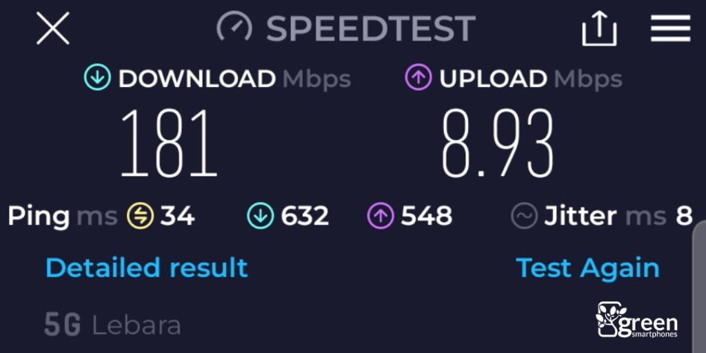 Lebara 5G speed test.