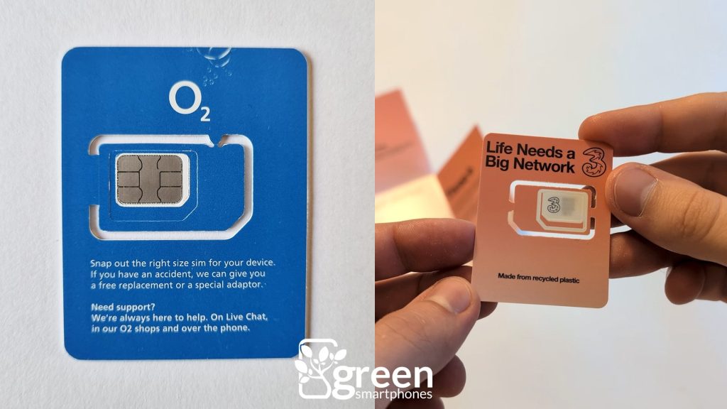 O2 and Three SIM cards.