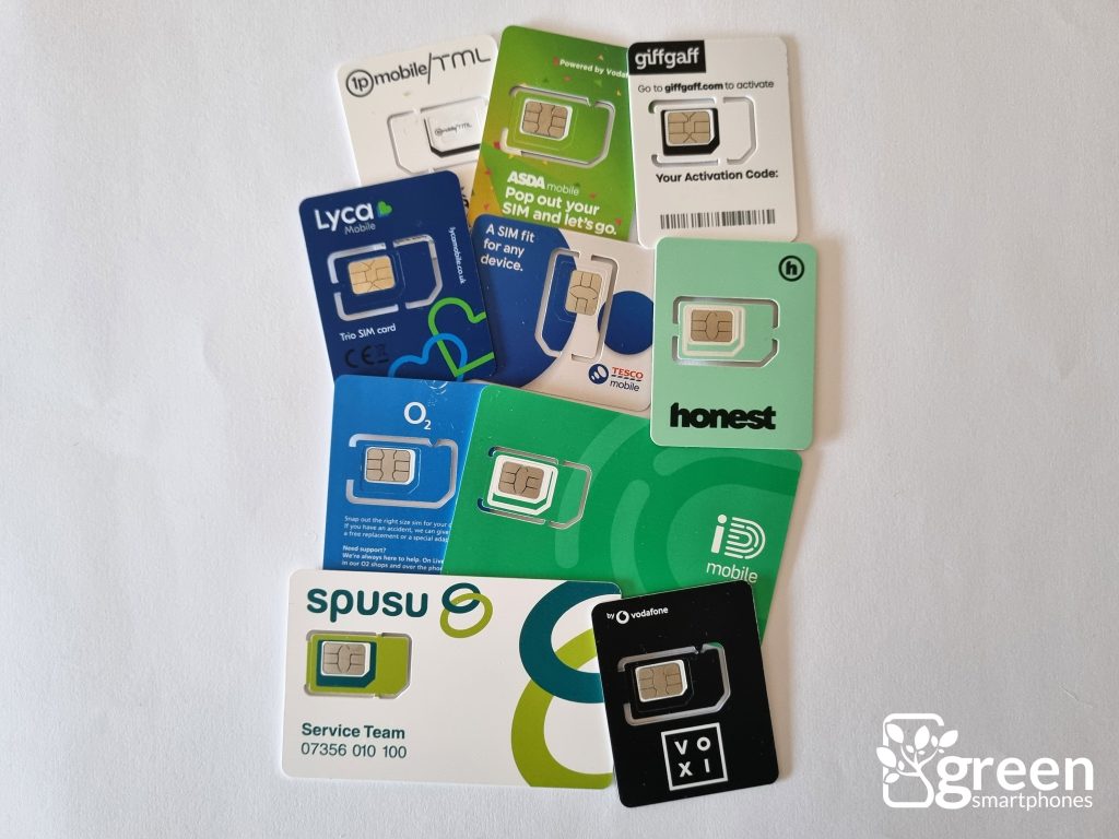 SIM cards from UK mobile networks.