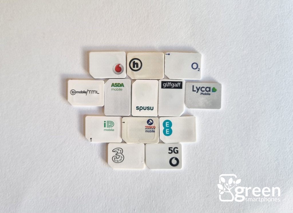 Group of UK SIM cards.