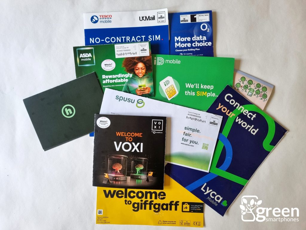 Group of SIM card packages.