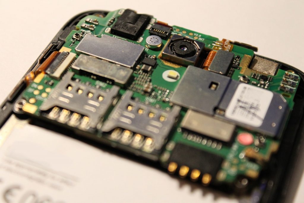 Smartphone circuitry and components.