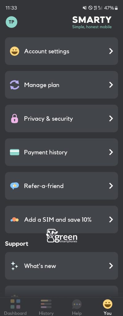 Smarty Mobile app screenshot.