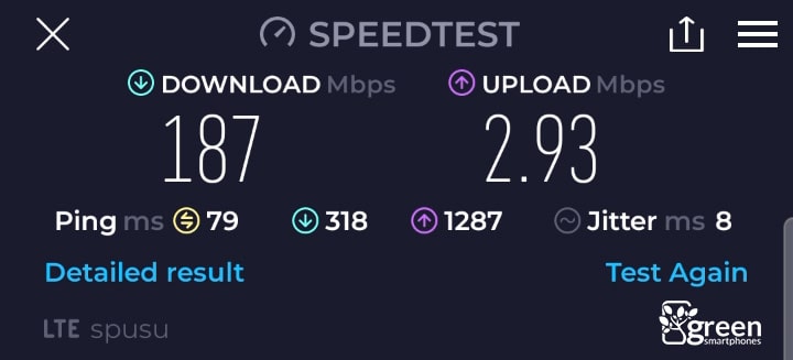 spusu 4G speed test.