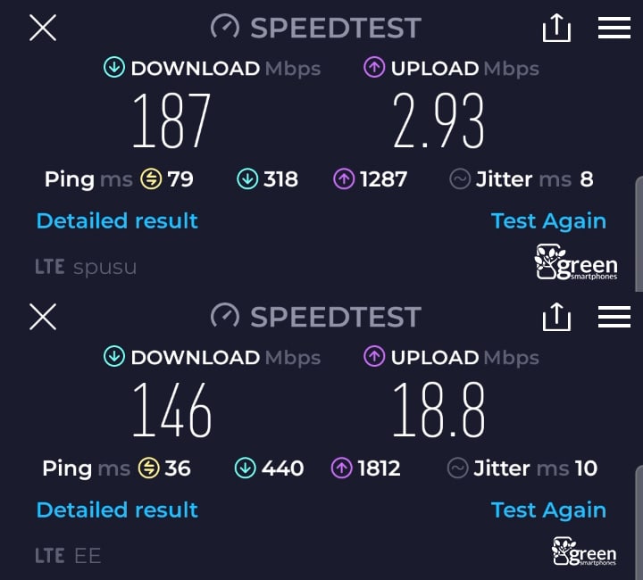 1pMobile vs spusu 4G speeds.
