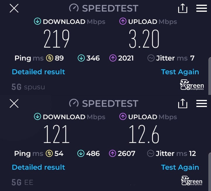 1pMobile vs spusu 5G speeds