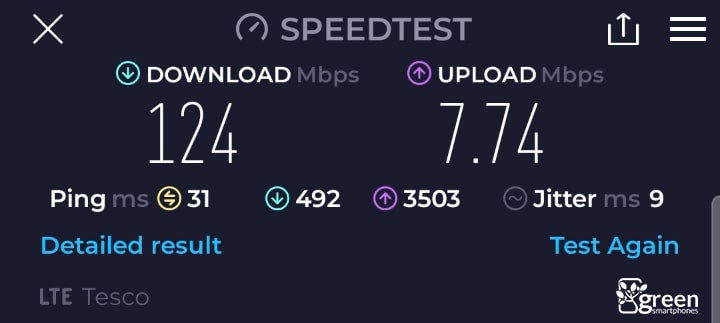Tesco Mobile 4G speed test.