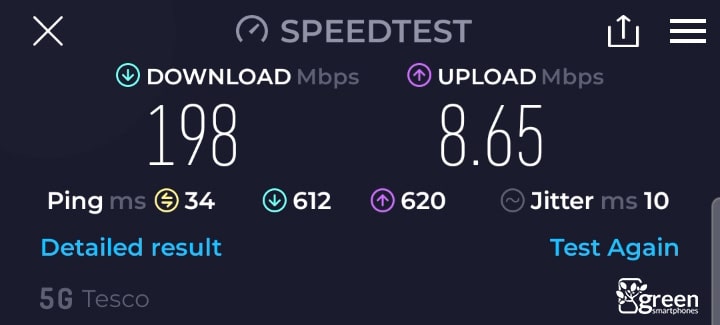 Tesco Mobile 5G speed test.