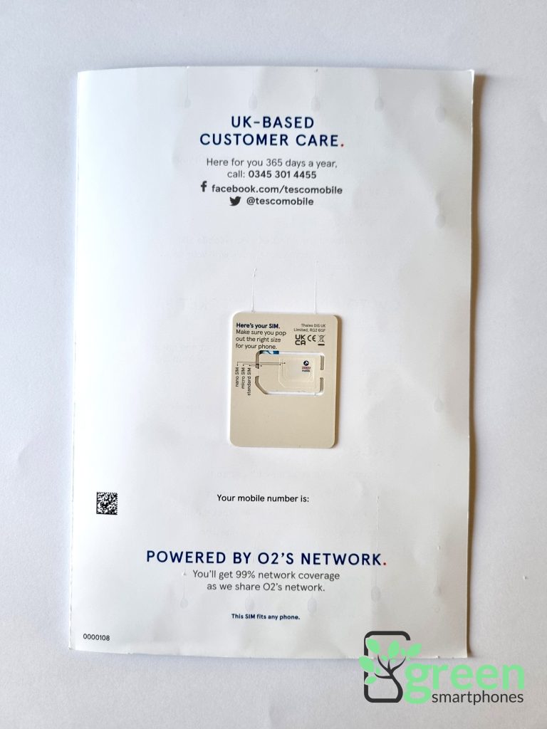 Tesco SIM packaging.
