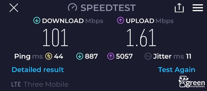 Three 4G speed test.