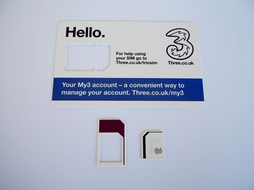 SIM card from Three.