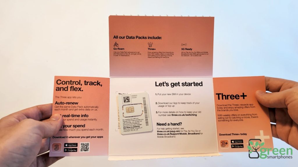Three SIM card in packaging.