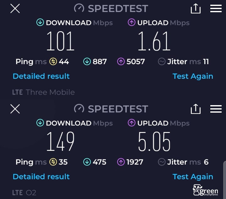 Three vs O2 4G speed test.