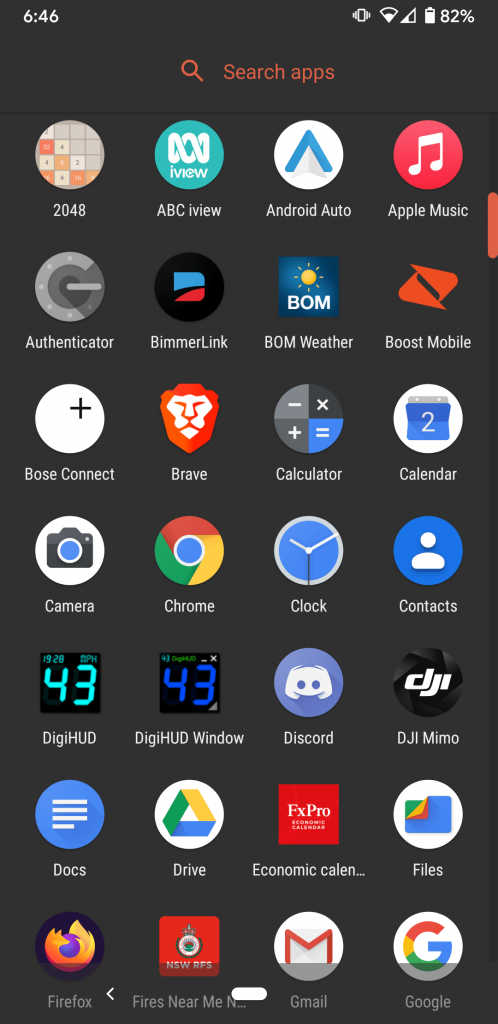 The App Drawer on Android.