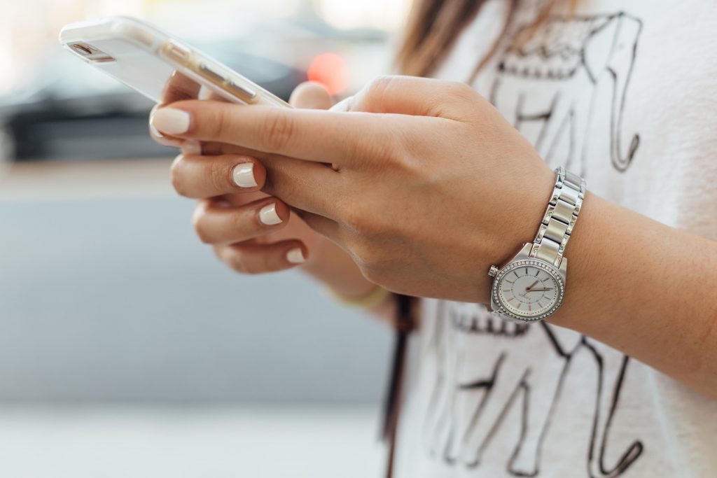 Woman using a smartphone.